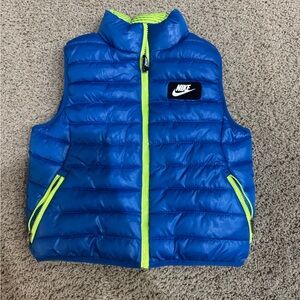 Nike Kids Bright Blue Puffer Vest with Neon Accents
